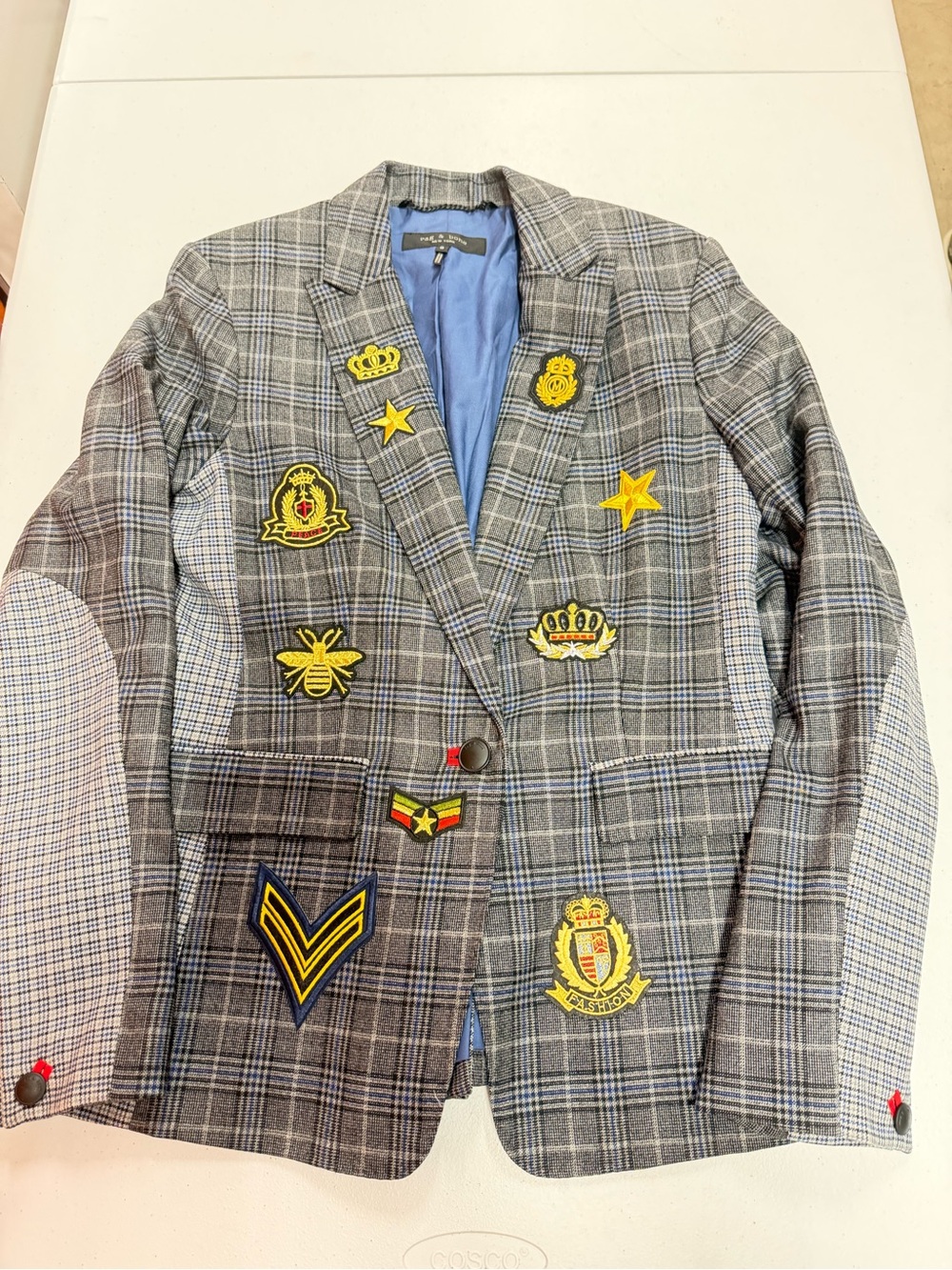 rag & bone Plaid Wool Blazer Women’s 8 Embroidered Patch Military Jacket
B328